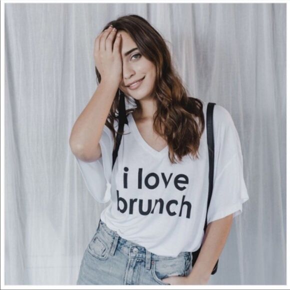 Peace Love World I Love Brunch Oversized Tee - Picture 1 of 8